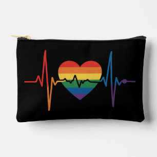 LGBTQ Heartbeats Heart Pride Gay Lesbian Trans Bi Accessory Pouch