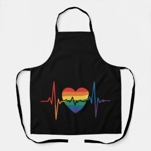 LGBTQ Heartbeats Heart Pride Gay Lesbian Trans Bi Apron