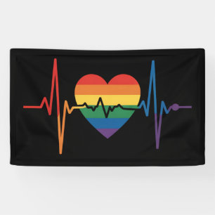 LGBTQ Heartbeats Heart Pride Gay Lesbian Trans Bi Banner