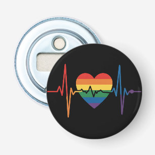 LGBTQ Heartbeats Heart Pride Gay Lesbian Trans Bi Bottle Opener