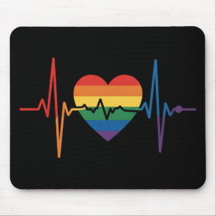 LGBTQ Heartbeats Heart Pride Gay Lesbian Trans Bi Mouse Mat