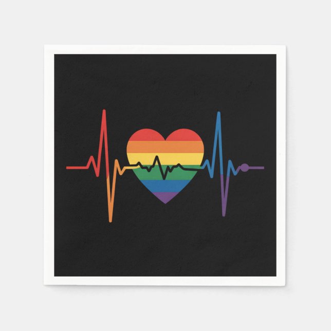 LGBTQ Heartbeats Heart Pride Gay Lesbian Trans Bi Napkin (Front)