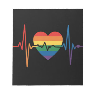 LGBTQ Heartbeats Heart Pride Gay Lesbian Trans Bi Notepad
