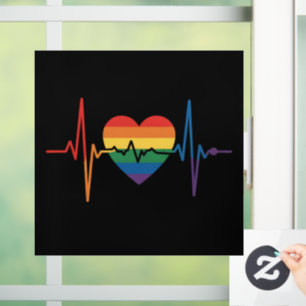 LGBTQ Heartbeats Heart Pride Gay Lesbian Trans Bi Window Cling