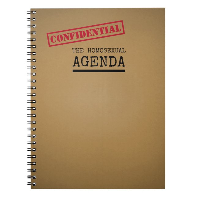 LGBTQ Homosexual Agenda Funny Notebook (Front)