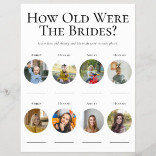 LGBTQ How Old Were The Brides Photo Shower Game Flyer