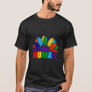 Lgbtq Human Pride Rainbow Sunflower Lgbt Gay Les T-Shirt