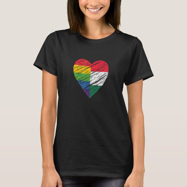 LGBTQ Hungary Gay Pride Heart for Gay and Lesbian  T-Shirt (Front)