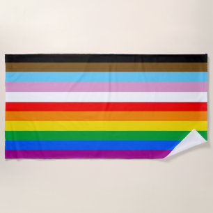 LGBTQ+ INCLUSIVE PRIDE FLAG BEACH TOWEL