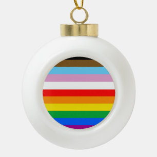 LGBTQ+ INCLUSIVE PRIDE FLAG CERAMIC BALL CHRISTMAS ORNAMENT