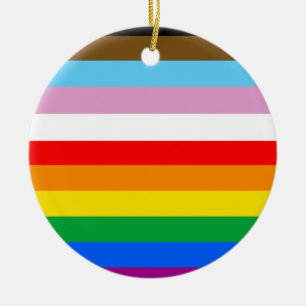 LGBTQ+ INCLUSIVE PRIDE FLAG CERAMIC TREE DECORATION