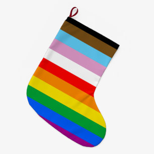 LGBTQ+ INCLUSIVE PRIDE FLAG LARGE CHRISTMAS STOCKING
