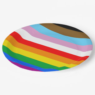 LGBTQ+ INCLUSIVE PRIDE FLAG PAPER PLATE