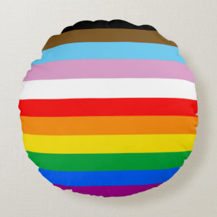 LGBTQ+ INCLUSIVE PRIDE FLAG ROUND CUSHION