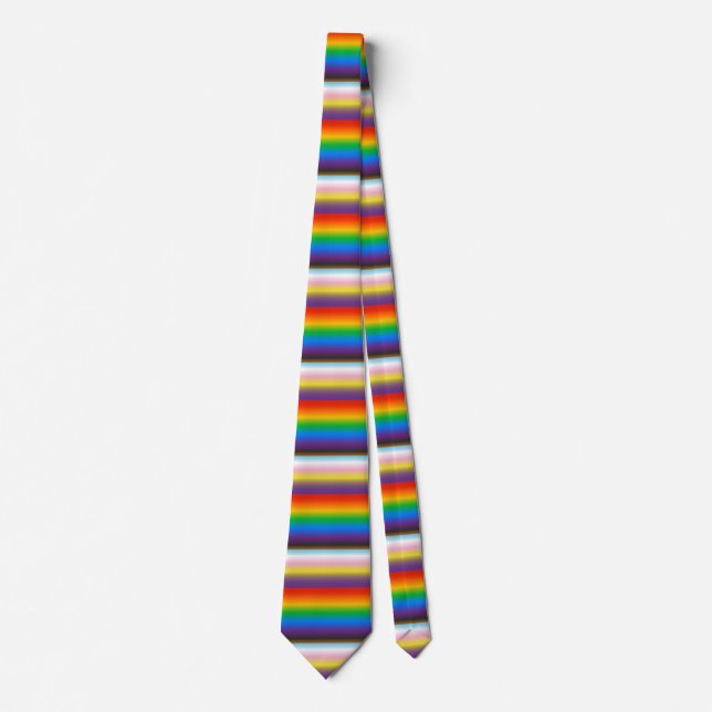 LGBTQ Inclusive Progress Pride Flag Gradient Tie (Front)