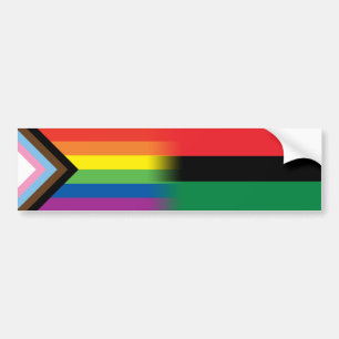 LGBTQ Inclusive Progress Pride Flag Pan African Bumper Sticker