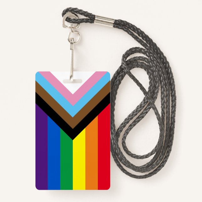 Lgbtq inclusive rainbow diversity gay pride flag ID badge (Front with Lanyard)