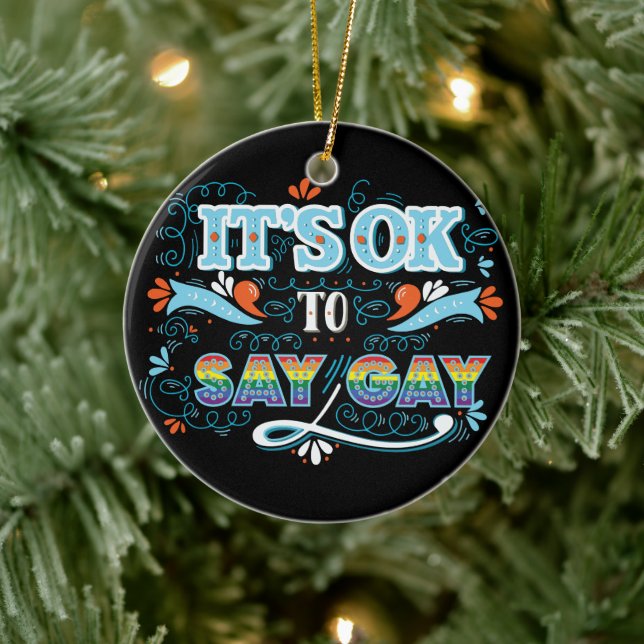 LGBTQ | It's OK To Say Gay | Pride | Rainbow Ceramic Tree Decoration (Tree)