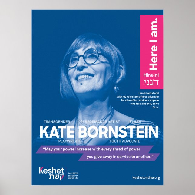 LGBTQ Jewish Heroes Poster - Kate Bornstein (Front)