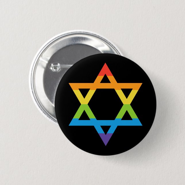 LGBTQ Jewish Israel Star Of David Pride Month 6 Cm Round Badge (Front & Back)