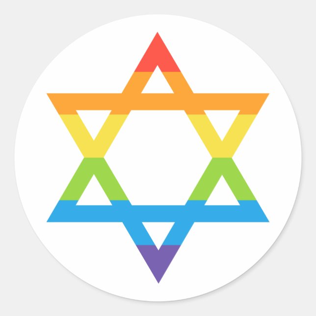 LGBTQ Jewish Israel Star Of David Pride Month Classic Round Sticker (Front)