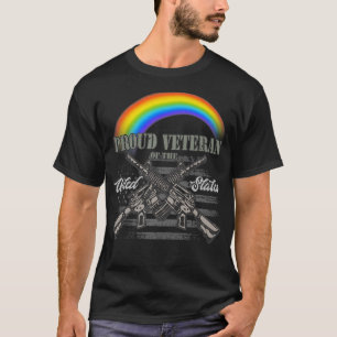 LGBTQ July 4th American Flag Rainbow Proud Veteran T-Shirt