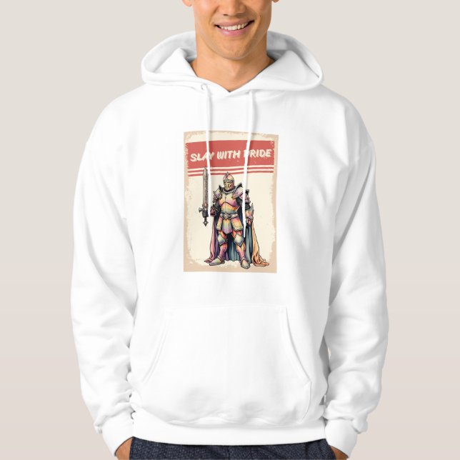 LGBTQ Knight Vintage Rainbow  Hoodie (Front)
