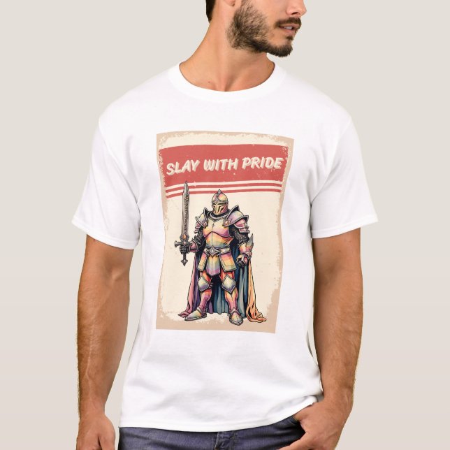 LGBTQ Knight Vintage Rainbow  T-Shirt (Front)