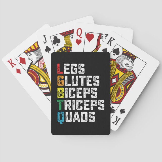 LGBTQ Legs Glutes Biceps Triceps Quads Funny Gym Playing Cards (Back)