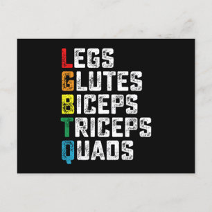 LGBTQ Legs Glutes Biceps Triceps Quads Funny Gym Postcard