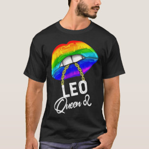 LGBTQ Leo Queen Lips Zodiac Rainbow Gay Pride Flag T-Shirt