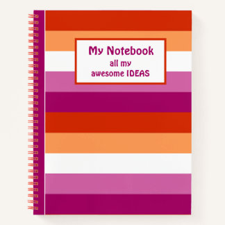 LGBTQ+ Lesbian Flag Stripes for Pride -  Notebook