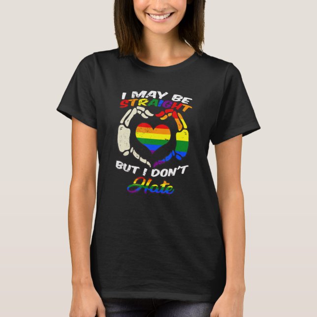 LGBTQ Lesbian Gay Man Rainbow Heart Homosexual Str T-Shirt (Front)