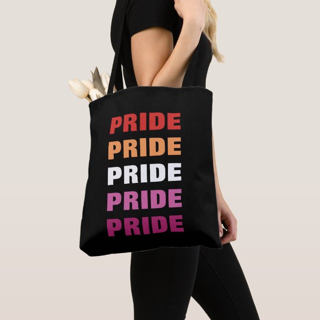 LGBTQ Lesbian Pride Customisable Repeated Text Tote Bag (Close Up)