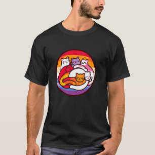 LGBTQ Lesbian Pride Flag Cats Pile Lesbian Funny T-Shirt