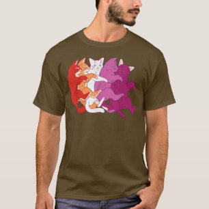 LGBTQ Lesbian Pride Flag - Cats Pile Lesbian T-Shirt