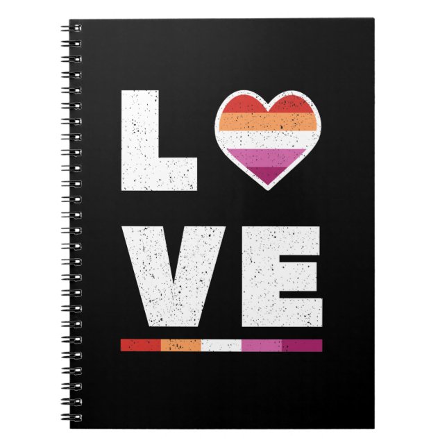 LGBTQ Lesbian Pride Flag Distressed Grunge Love Notebook (Front)