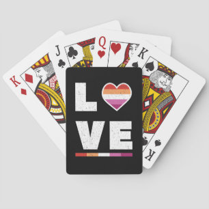 LGBTQ Lesbian Pride Flag Distressed Grunge Love Playing Cards