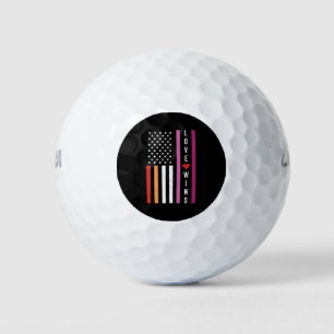 LGBTQ Lesbian Pride Love Wins USA American Flag Golf Balls