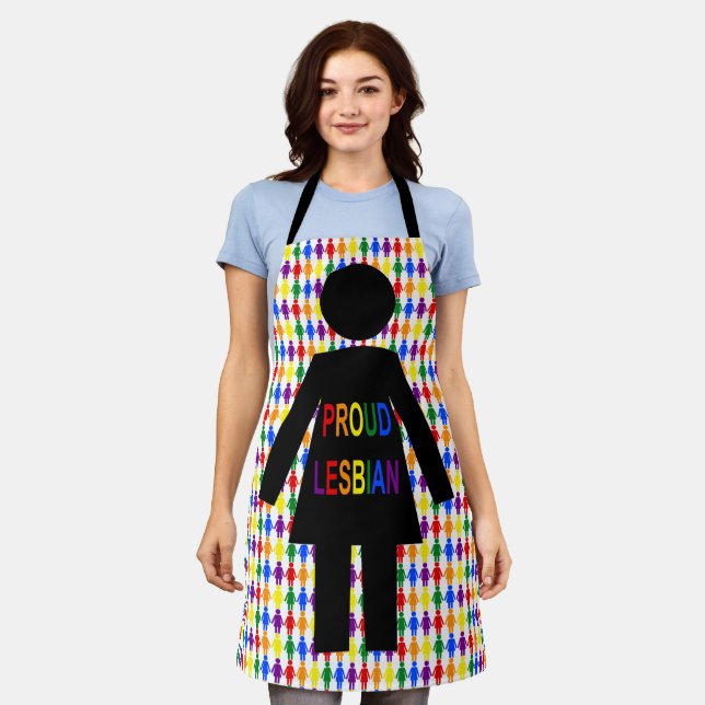 LGBTQ Lesbian Silhouette and Rainbow Ladies Apron (Worn)