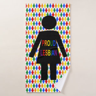 LGBTQ Lesbian Silhouette and Rainbow Ladies Bath Towel