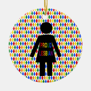 LGBTQ Lesbian Silhouette and Rainbow Ladies Ceramic Tree Decoration