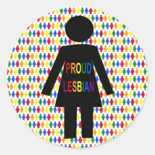 LGBTQ Lesbian Silhouette and Rainbow Ladies Classic Round Sticker