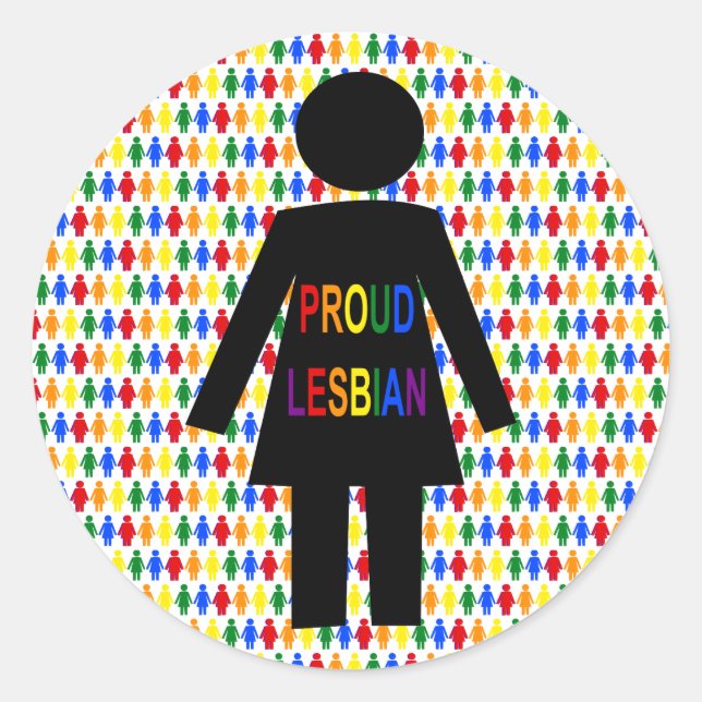 LGBTQ Lesbian Silhouette and Rainbow Ladies Classic Round Sticker (Front)