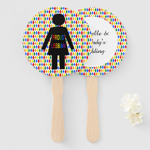 LGBTQ Lesbian Silhouette and Rainbow Ladies Custom Hand Fan
