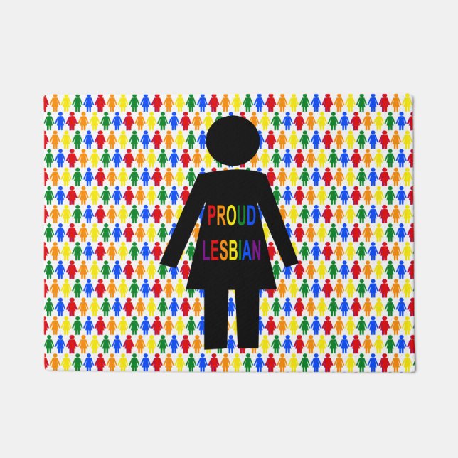LGBTQ Lesbian Silhouette and Rainbow Ladies Doormat (Front)