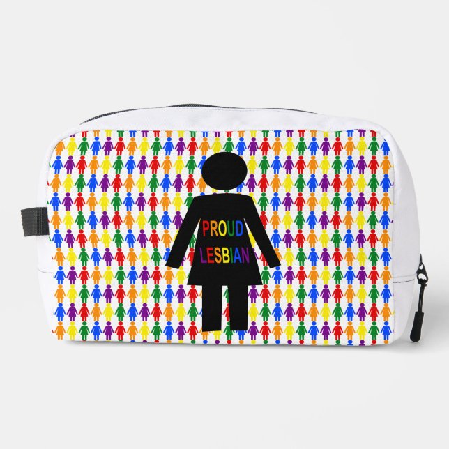 LGBTQ Lesbian Silhouette and Rainbow Ladies Dopp Kit (Front)