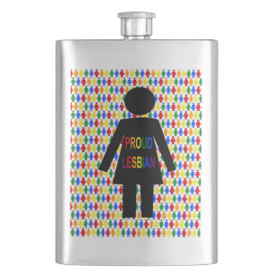 LGBTQ Lesbian Silhouette and Rainbow Ladies Hip Flask