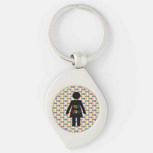 LGBTQ Lesbian Silhouette and Rainbow Ladies Key Ring