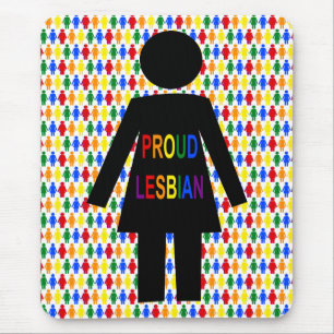 LGBTQ Lesbian Silhouette and Rainbow Ladies Mouse Mat